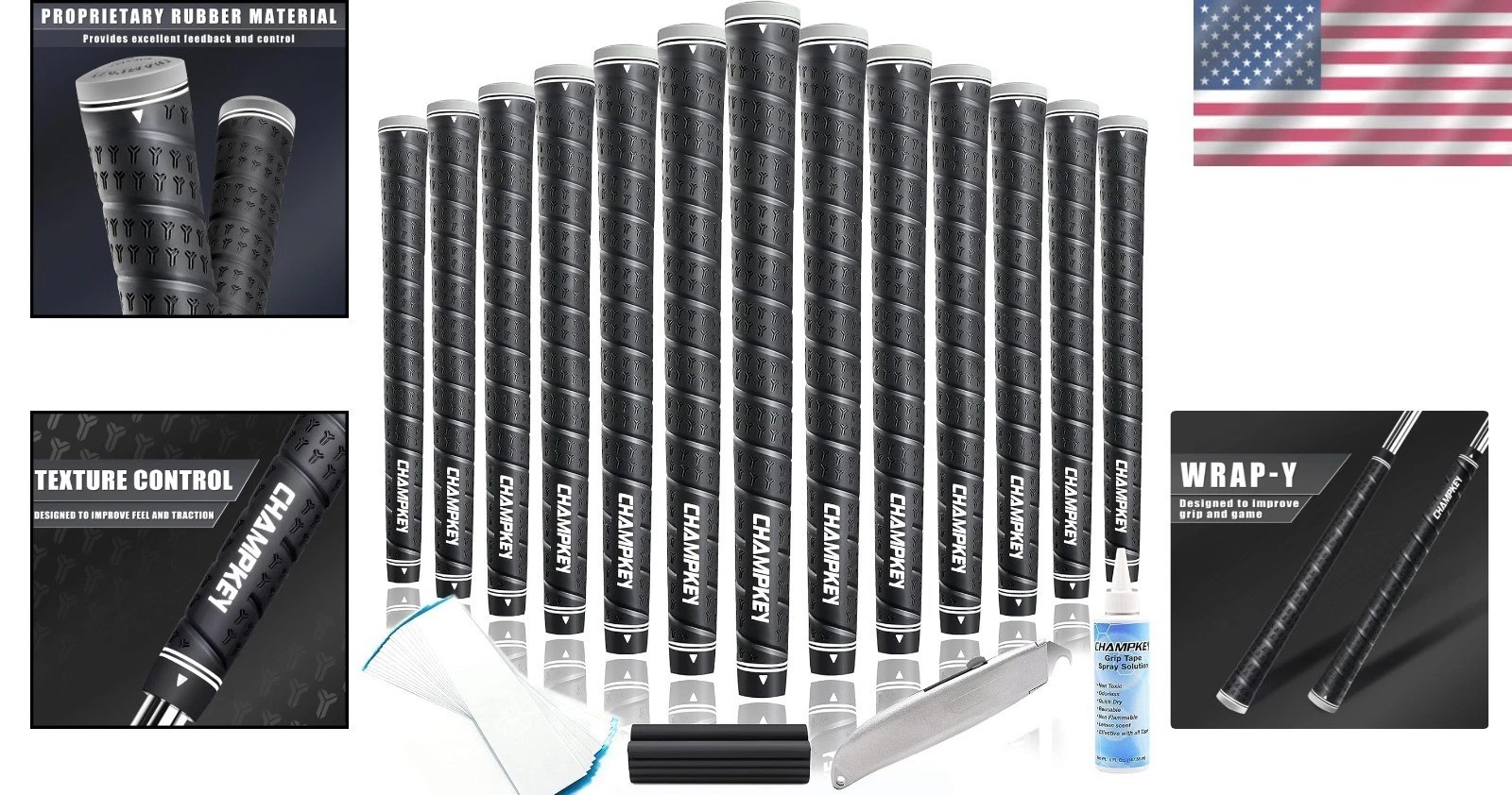 WRAP-Y Rubber Golf Grips 13-Pack - Black