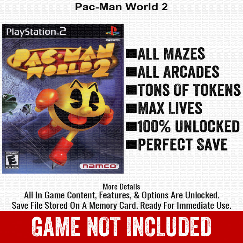 Pac-Man World 2 100% PS2 Memory Card All CHEATS ITEMS