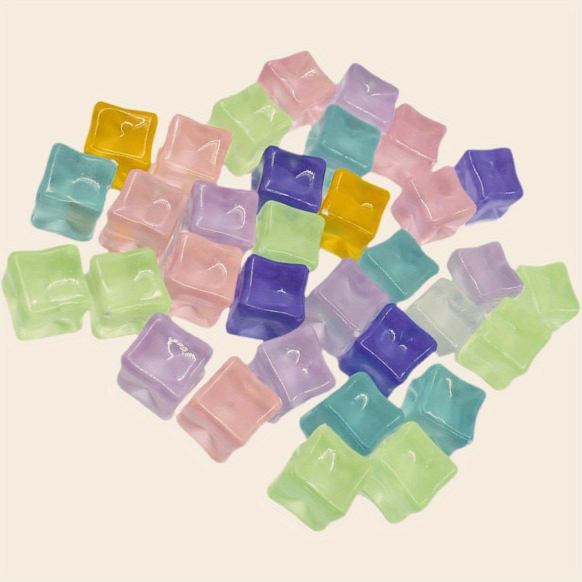 20 Pcs mixed color glowing fake ice cubes for home party decoration props