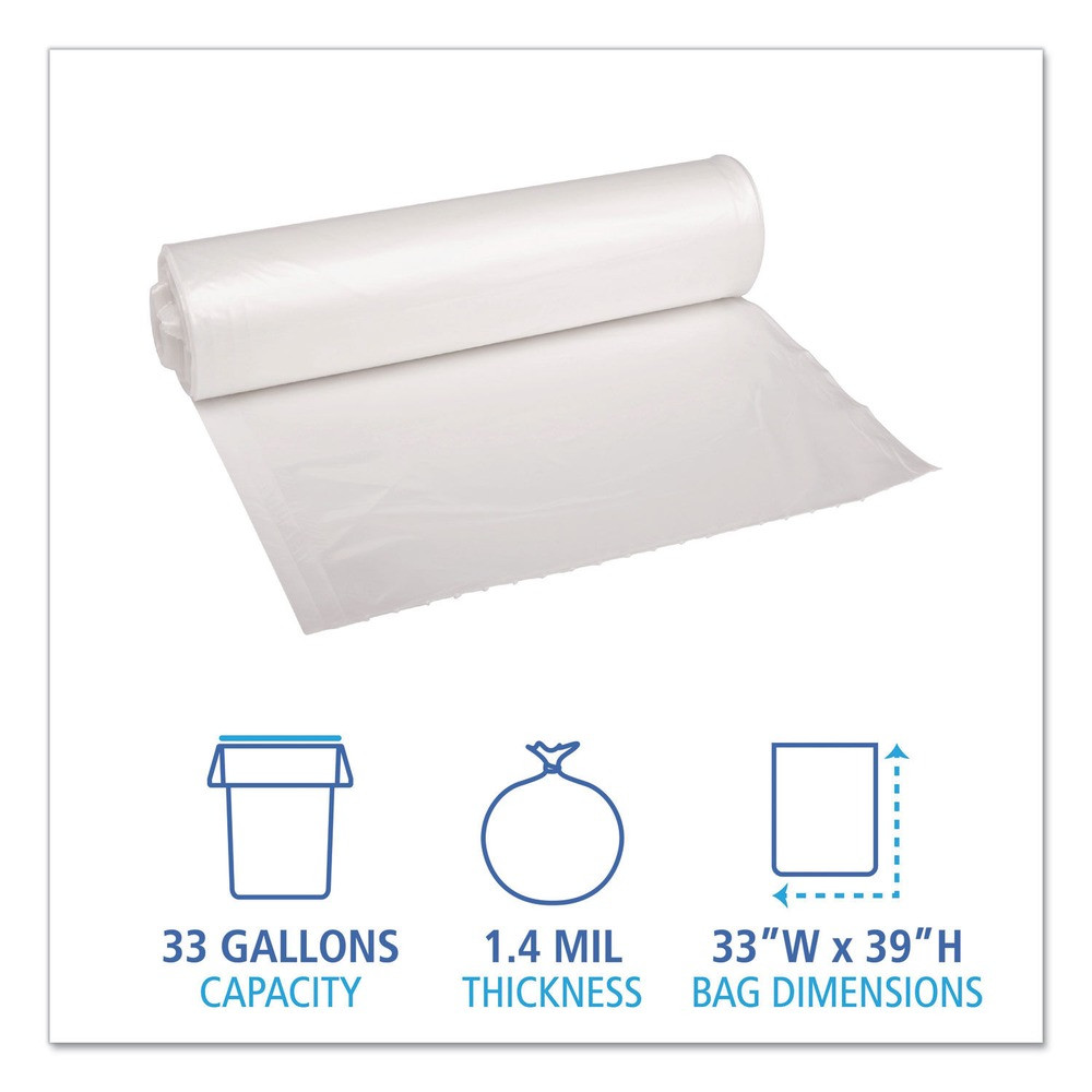 Boardwalk 534 33 gal. Low-Density Polyethylene Can Liners - Clear (100/CT) New