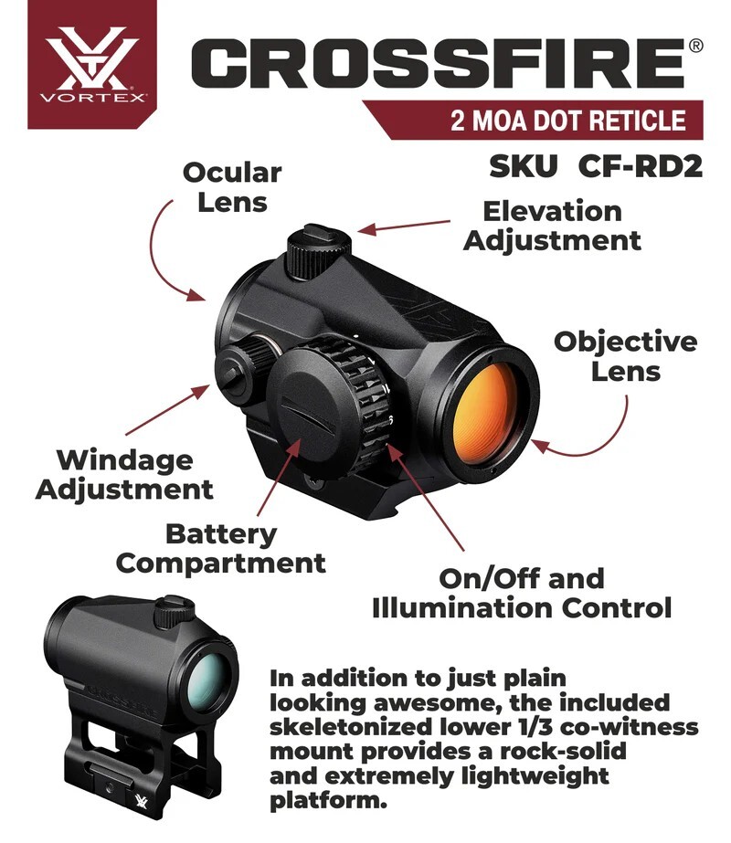 Vortex Optics Crossfire Red Dot Sight CF-RD2 with Free Hat Camo Digital Bundle