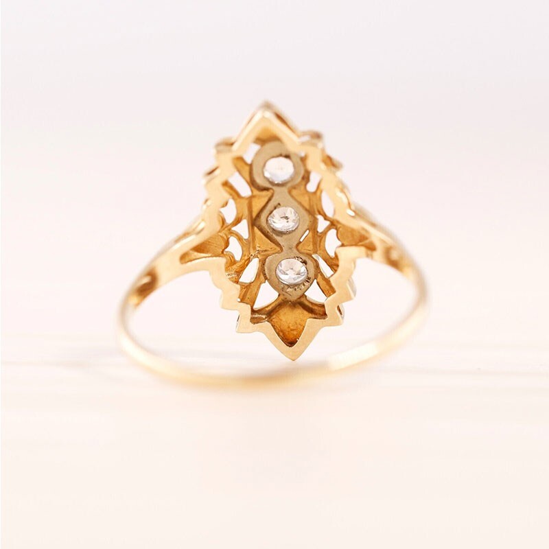 0.3Ct Diamond Unique Vintage Style Women Ring 14K Yellow Gold plated simulated