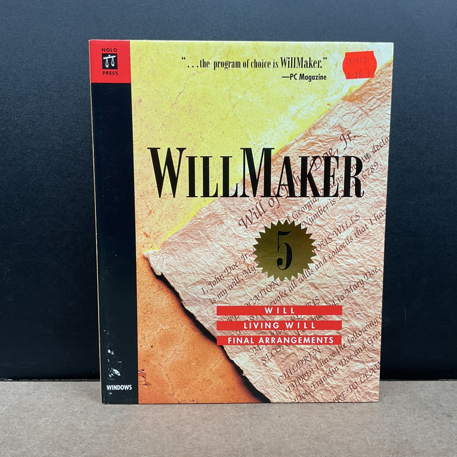 Nola Press WillMaker 5 Microsoft Windows 3.1 Hard Disk Factory Sealed
