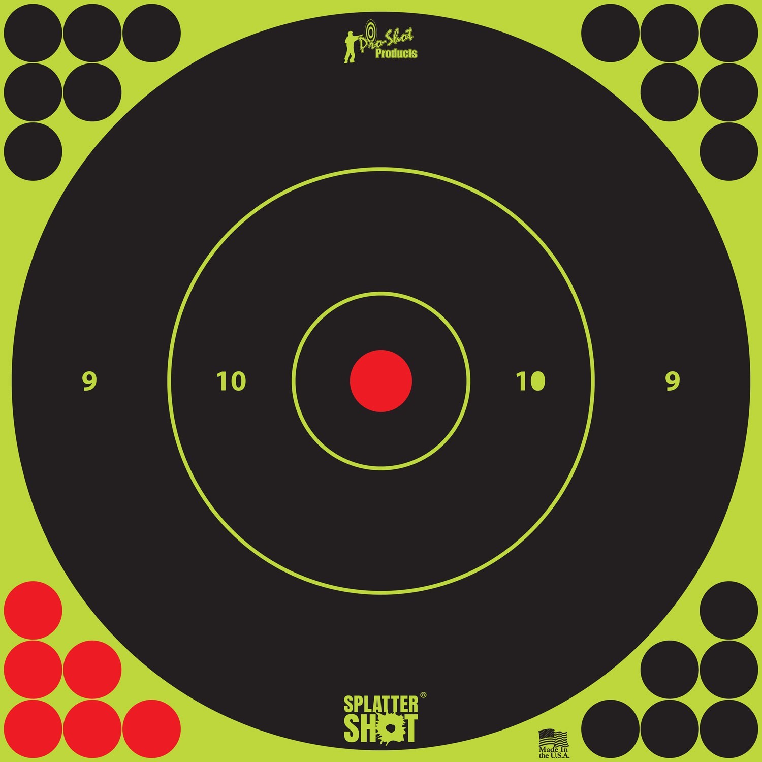Pro-Shot 12BGREEN5PK SplatterShot Self-Adhesive Paper Black/Green 12" Bullseye 5