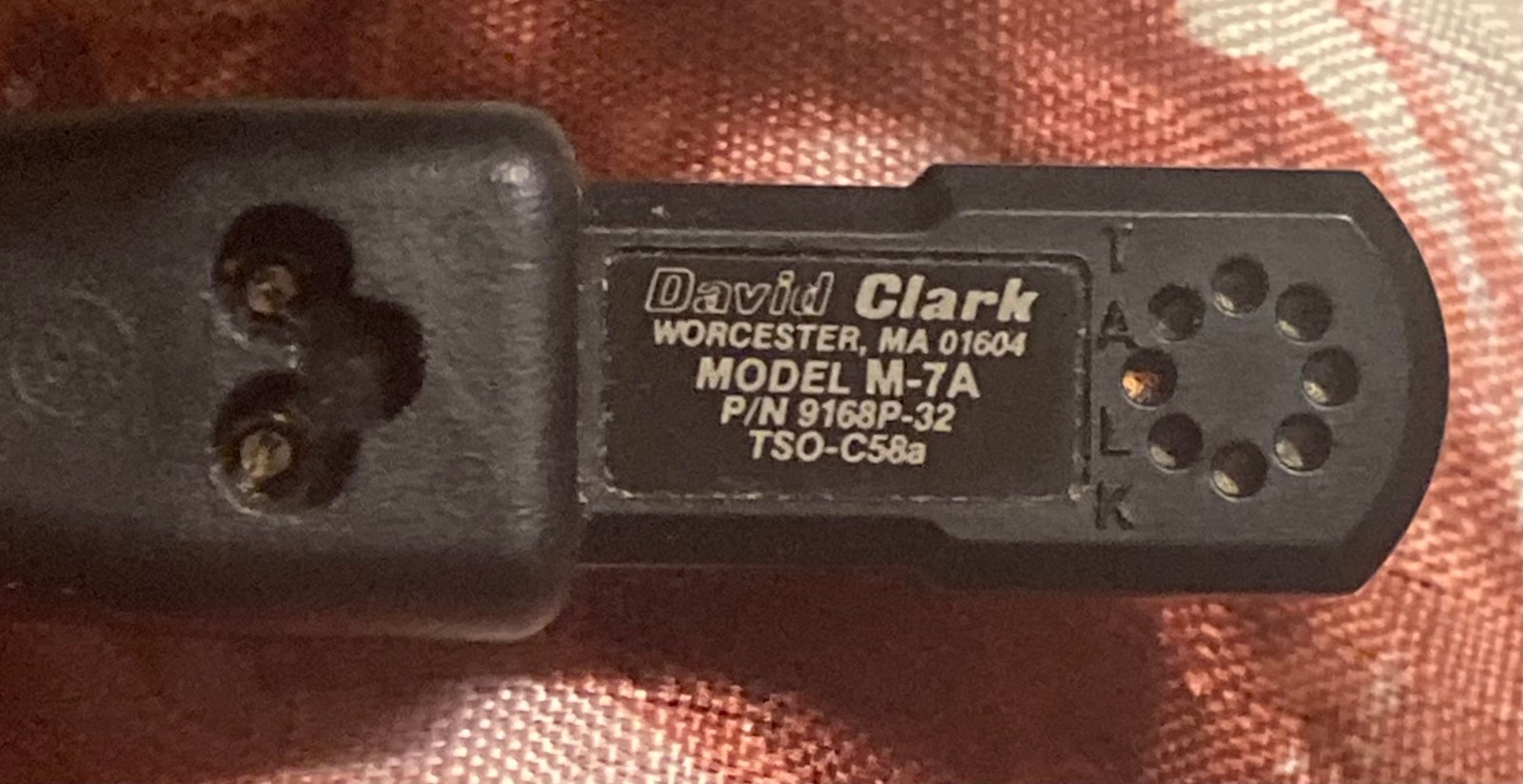 Dave Clark H10-20 Aviation Headset w/ M-7A Microphone Untested