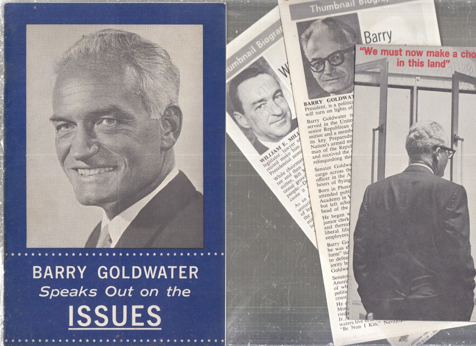 1964 BARRY GOLDWATER PRESIDENTIAL CAMPAIGN MATERIAL LOT OF 4 PCS.