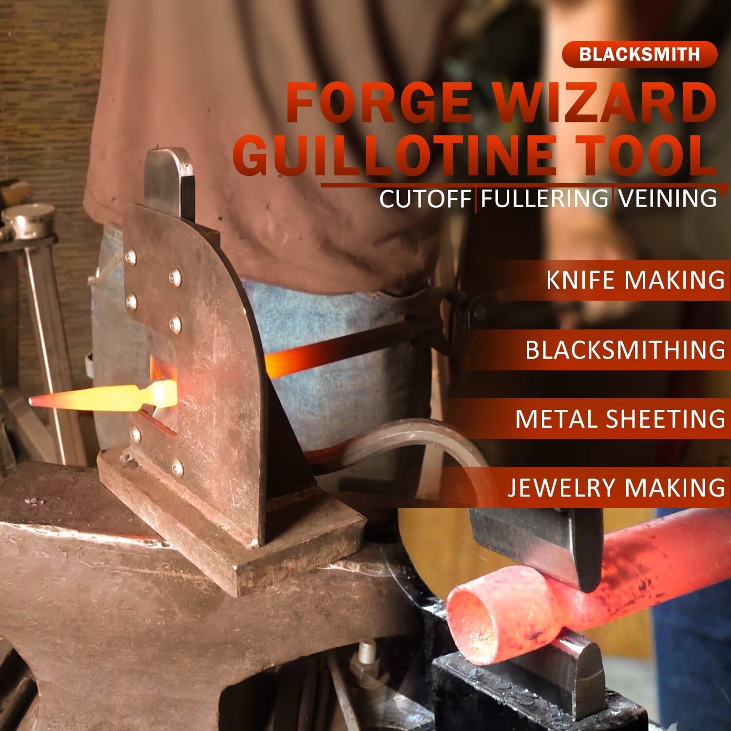 Forge Wizard Blacksmith Guillotine Tool, Cut off Much Easier With Guides Dies