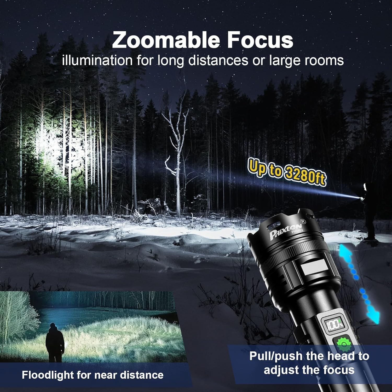 Rechargeable Flashlights 1000000 High Lumens Single One Mode Super Bright, High