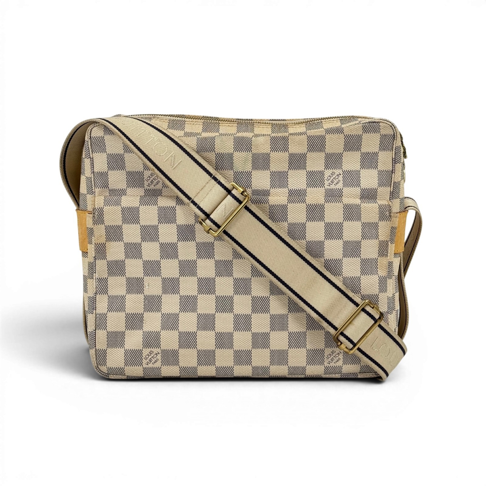 LOUIS VUITTON Naviglio Damier Azur Canvas White Crossbody Shoulder Bag N51189