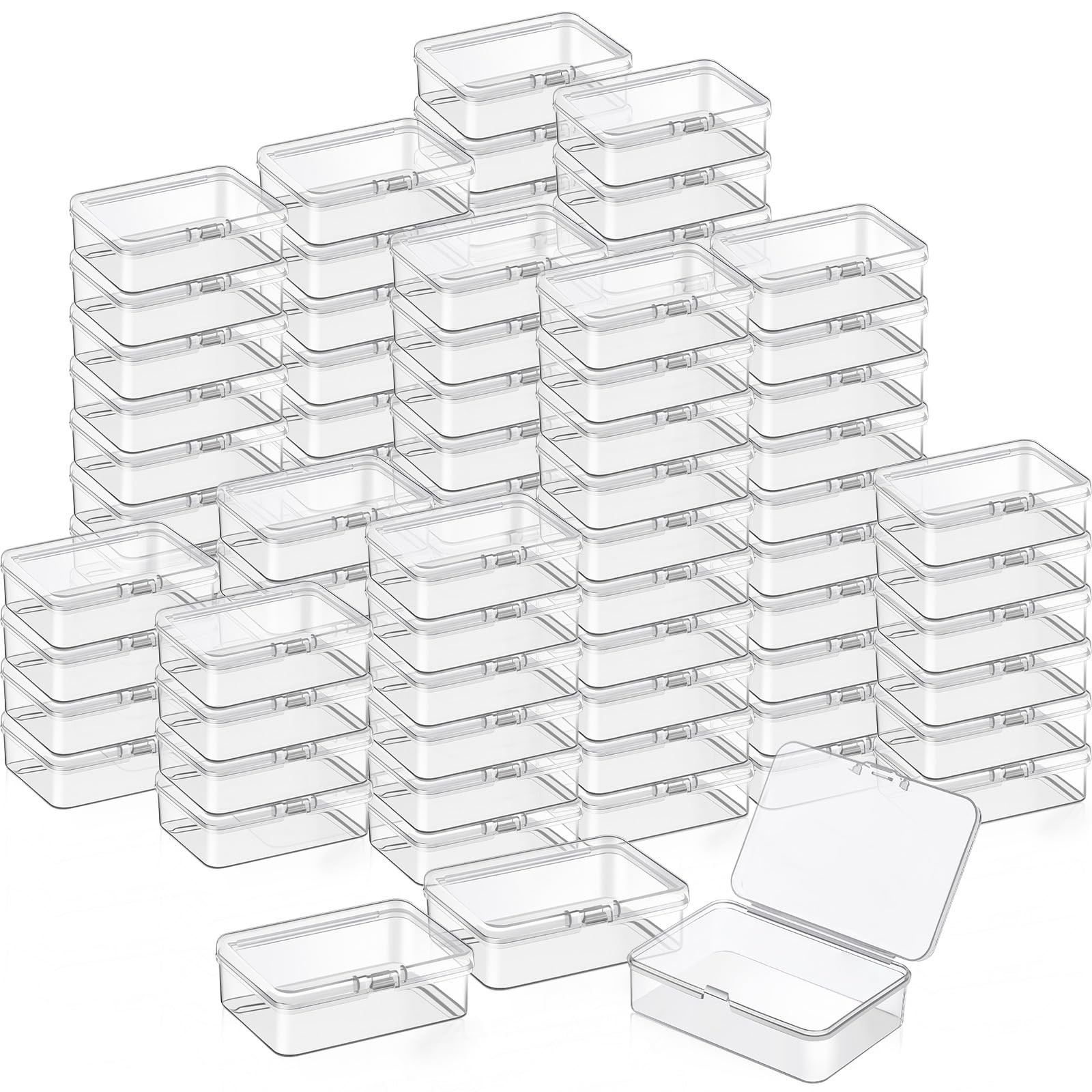 SATINIOR 100 Pcs Clear Plastic Beads Storage 3.27 x 2.13 x 1.02 Inch, clear