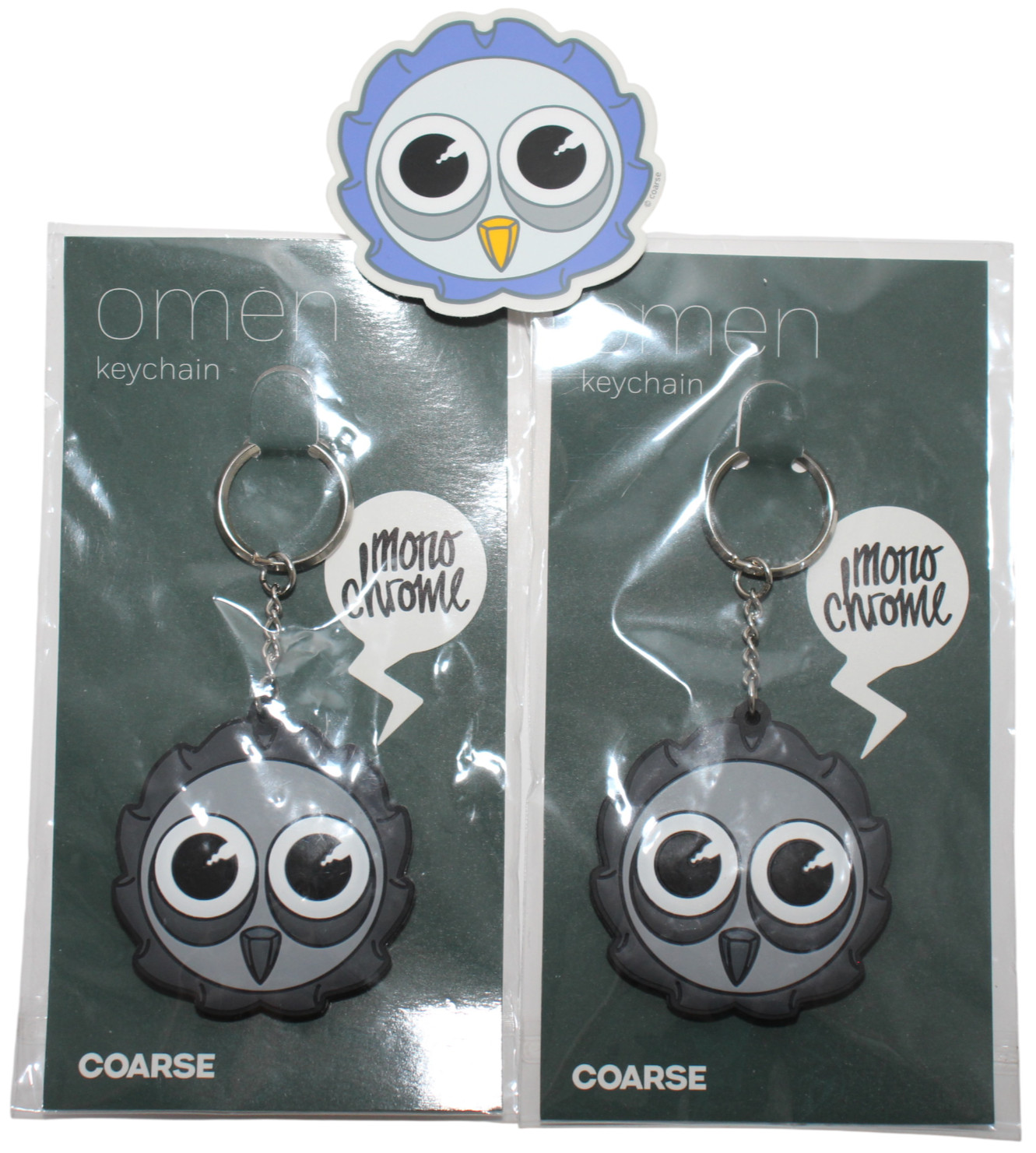 CoarseToys Monochrome Omen Rubber Keychain + Stickers Coarse Toys