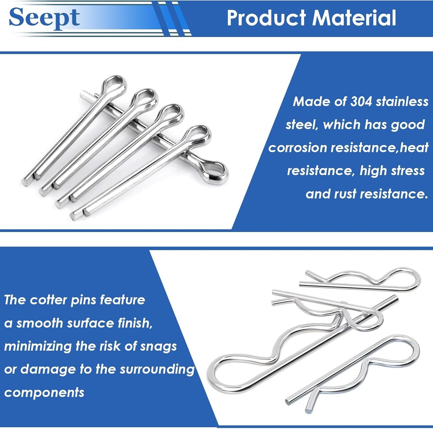 Durable 200-Pc 304 Stainless Steel Cotter Pins for Farm Tools & Accessories