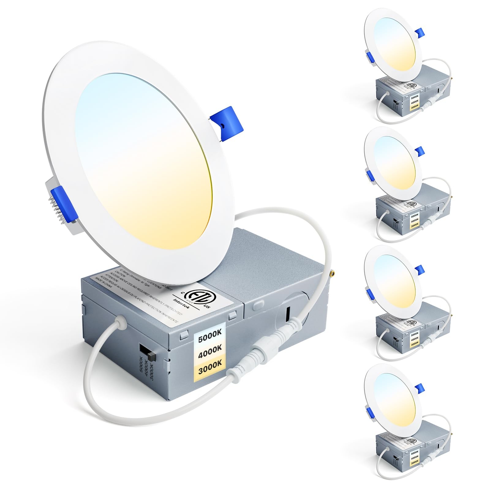 Ensenior 4 Pack 4 Inch LED Recessed 4 Inch, 3000/4000/5000k - 3cct White