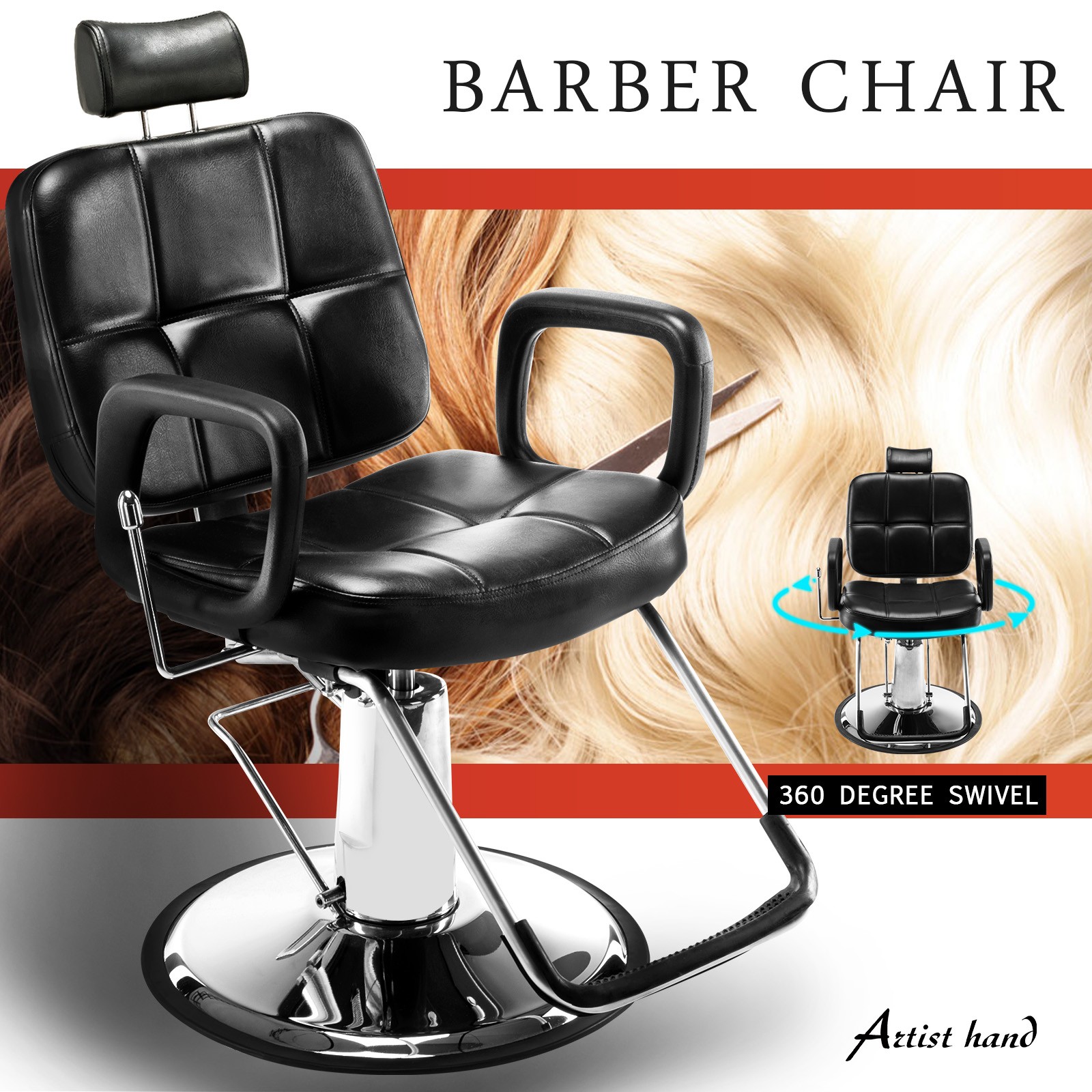 Black Reclining All Purpose Hydraulic Barber Chair Beauty Salon Spa Hair Stying