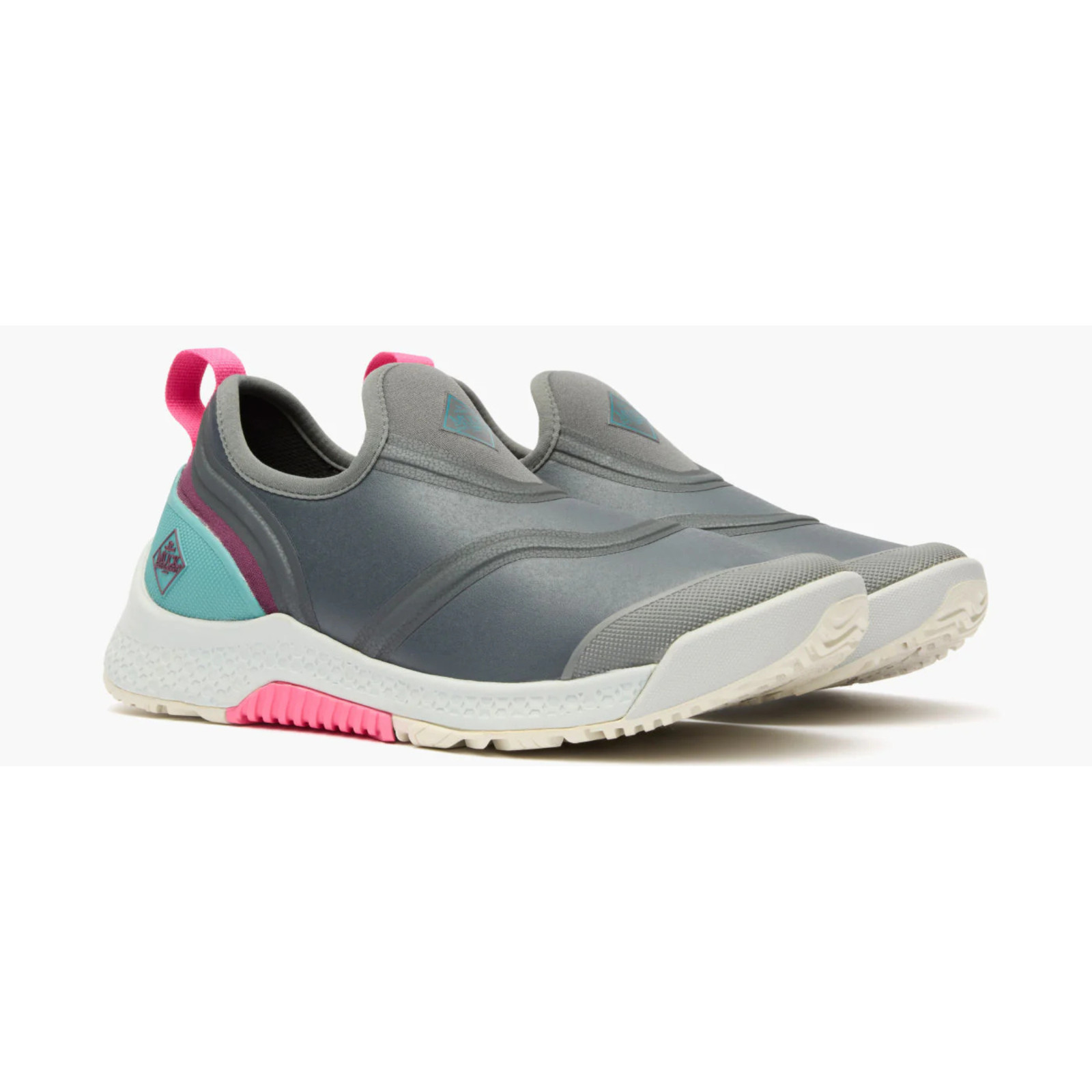 Muck Women's Outscape Low Slip On - Grey, Teal, and Pink