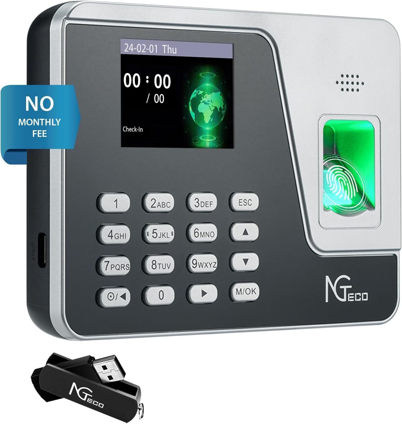 (Used) NGTeco AS10 Standalone Time Card Machine Automatic Punch in Out