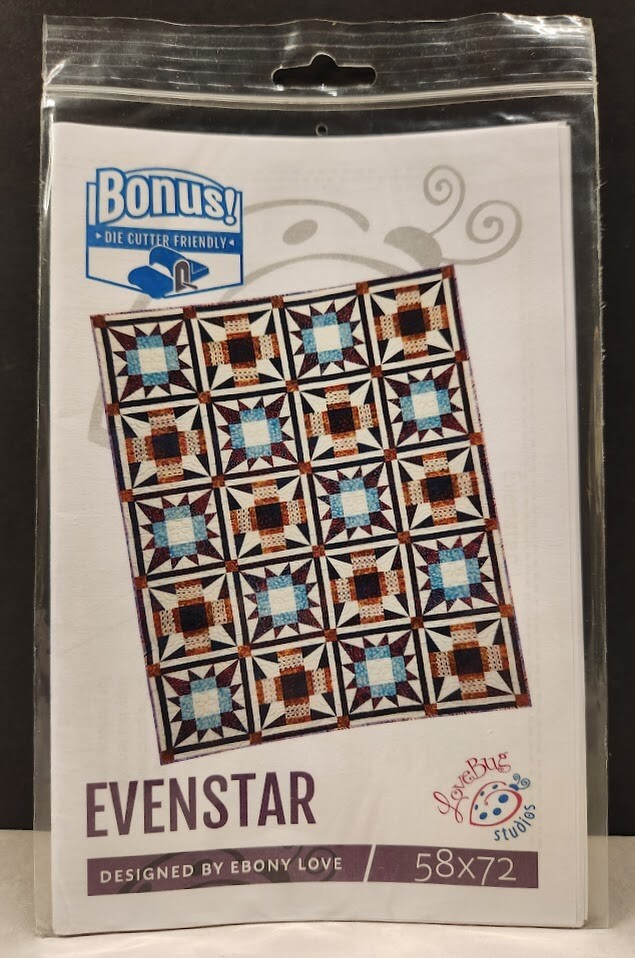 LOVE BUG Studio EVENSTAR Pattern 58" x 72" Ebony Love Design Uncut NIP