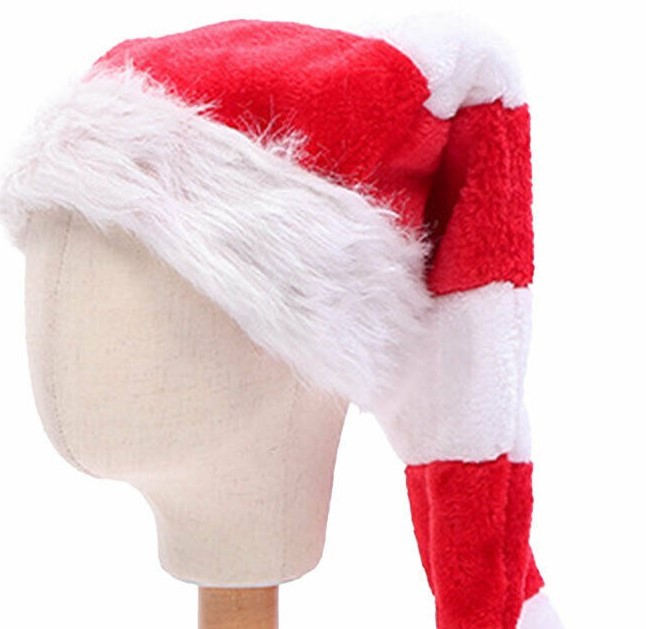 Christmas Set 2 FREE SHIPPING Santa 48" L Unisex Stripes Poly Headgear Pair Hats