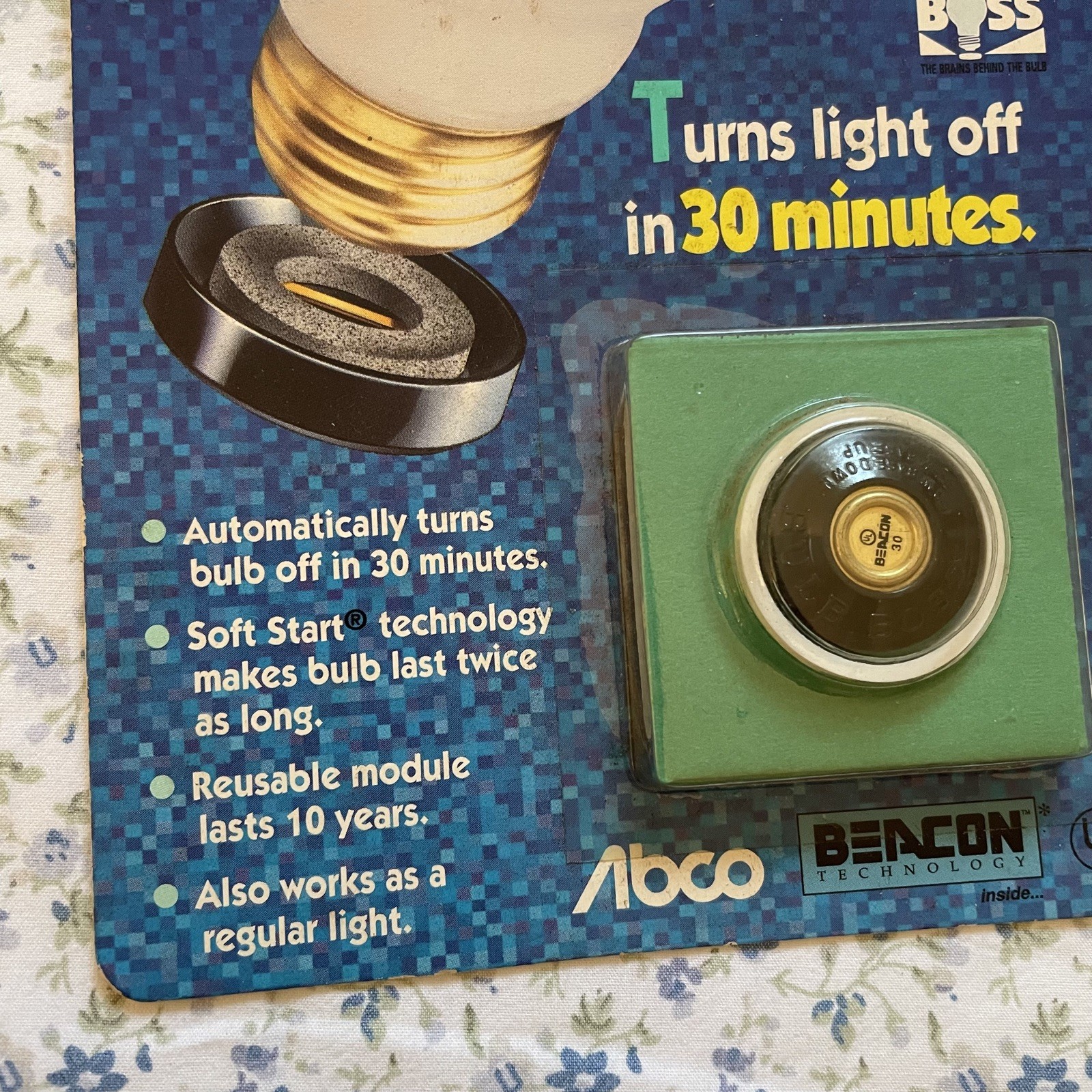 ABCO Beacon 30 Minutes Automatic Off Incandescent Light Bulb Control Button USA