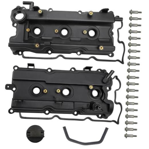 Engine Valve Cover Set with Bolts & Oil Cap & Gaskets & Spark Plug Tube black