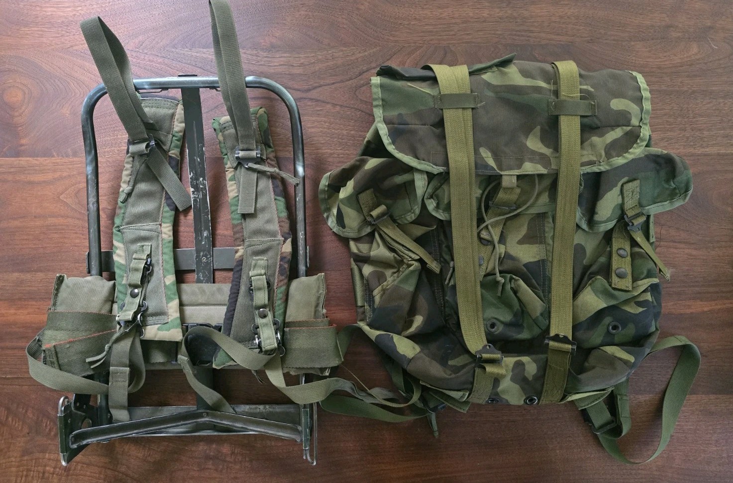 USGI LC-1 RADIO WOODLAND ALICE FIELD PACK COMPLETE FRAME 4 Shou STRAPS KIDNEYPAD