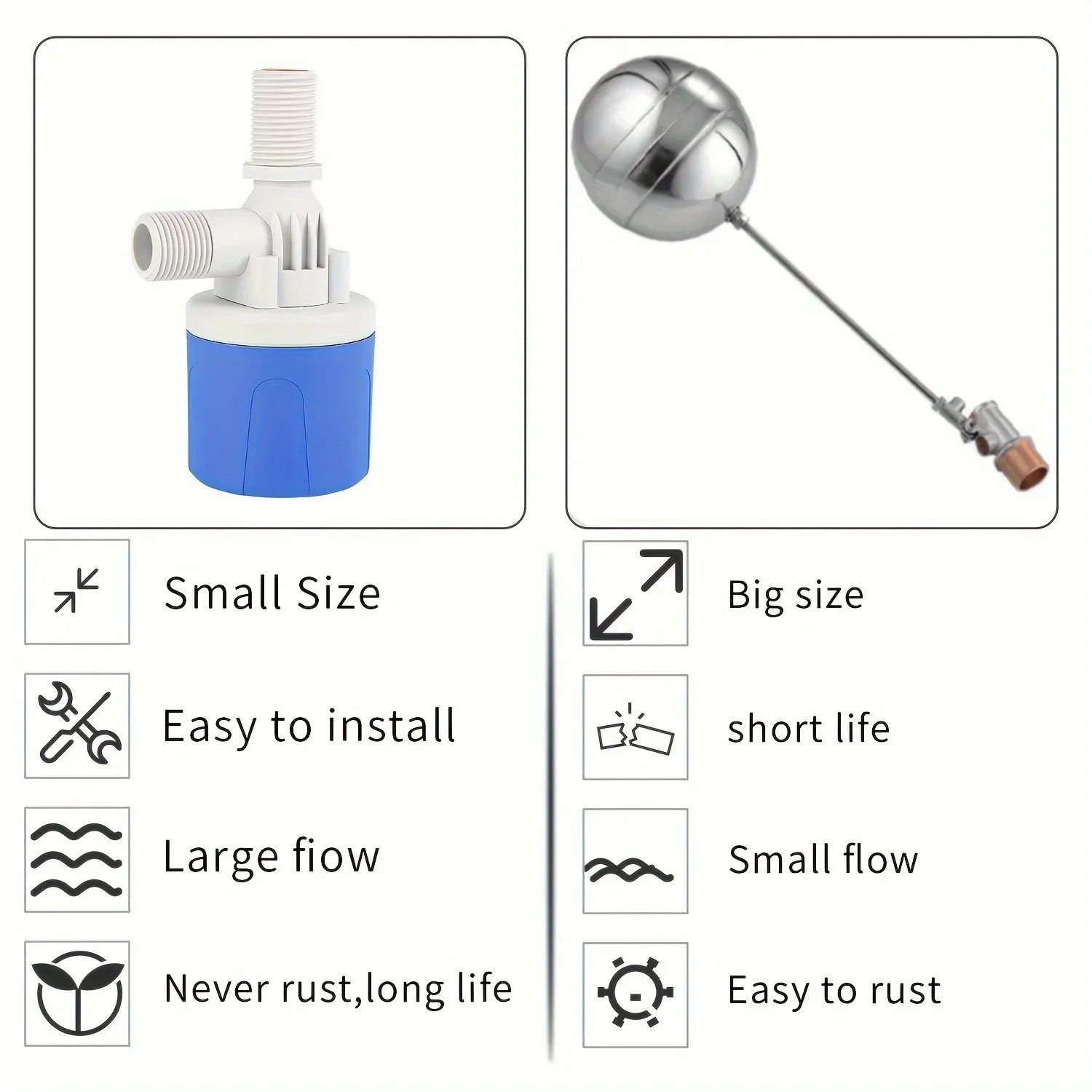 Automatic Water Level Control Float Valve Water Tank Shutoff