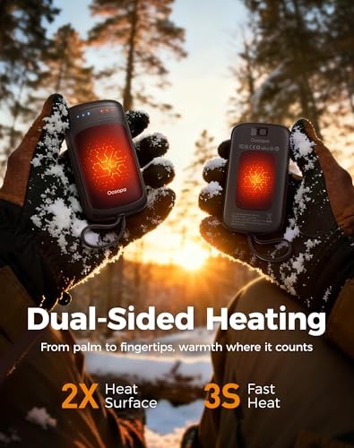 Dual-Sided Hand Warmers Rechargeable 2 Pack, Stocking Stuffers for Men Black