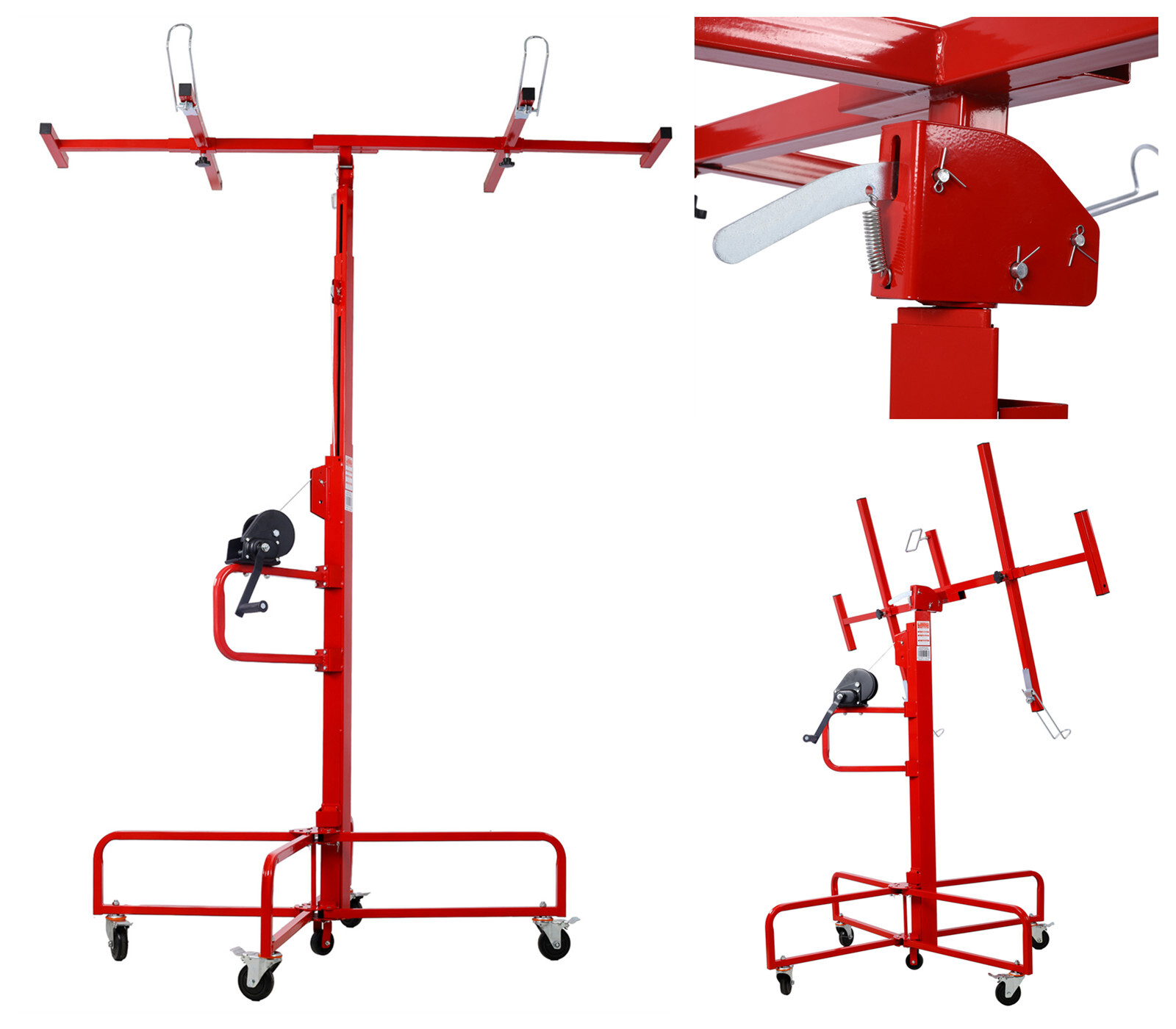 16FT Drywall Lift Panel Hoist Jack Lifts w/ Caster Wheel 150LBS Capacity