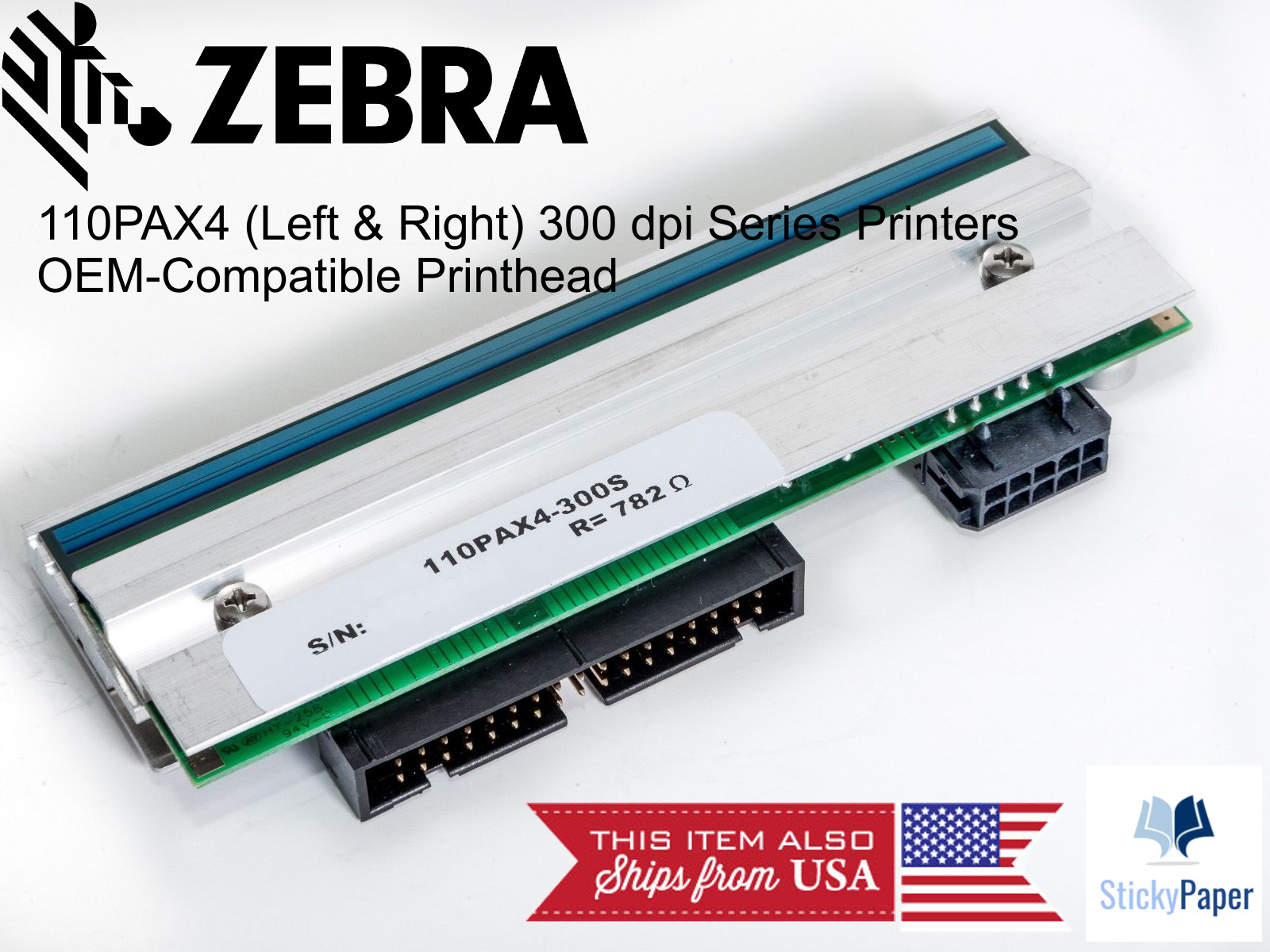 OEM-compatible Zebra printheads for 110PAX4 (Left & Right) 300 dpi (G57212M)