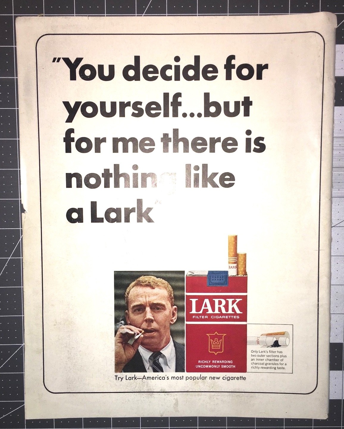 Life Magazine Ad LARK Cigarettes & I.W. HARPER Kentucky Bourdon Whiskey 1965 AD