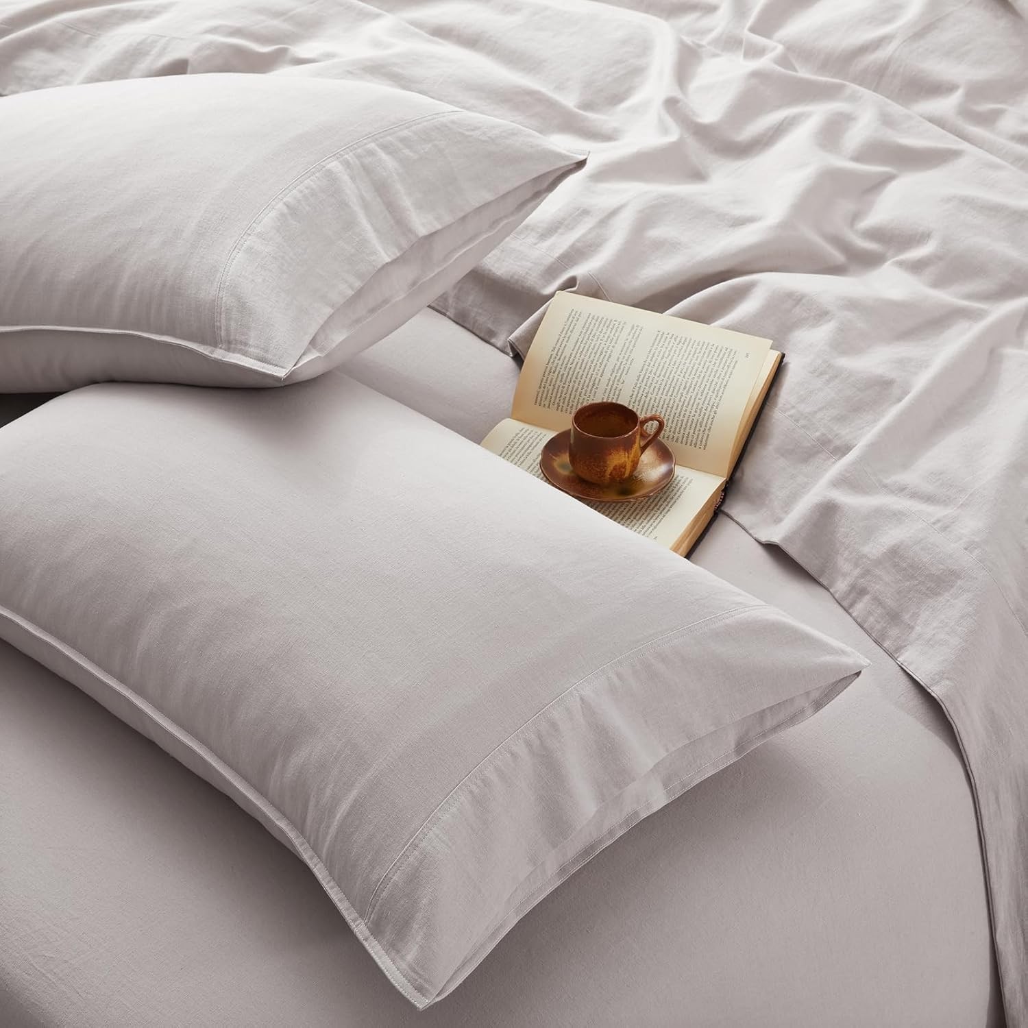 4Pcs Organic Linen Sheets Queen Size, 100% French Linen from Normandy,