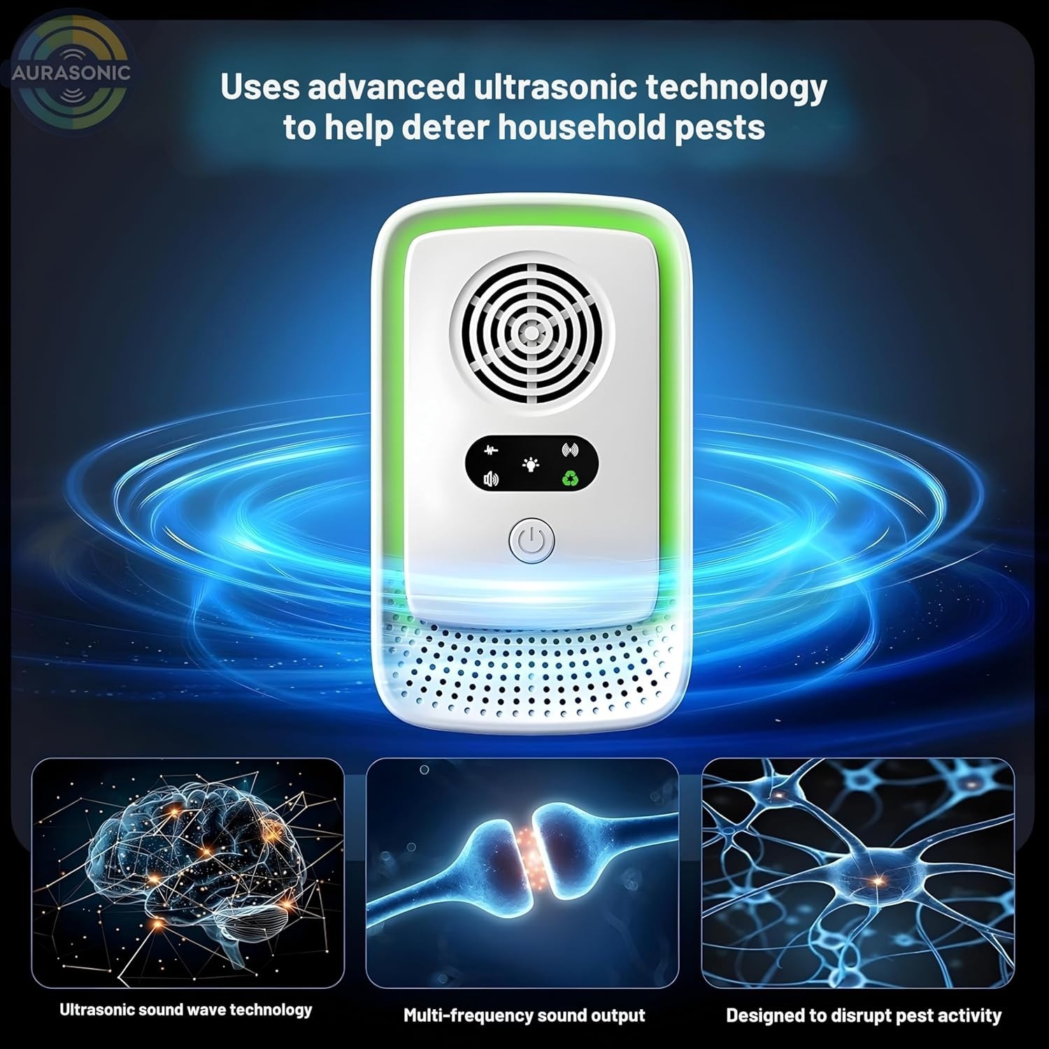 Aurasonic 2026 Upgraded Ultrasonic Pest Repeller Indoor 6 Pack Plug-in Device