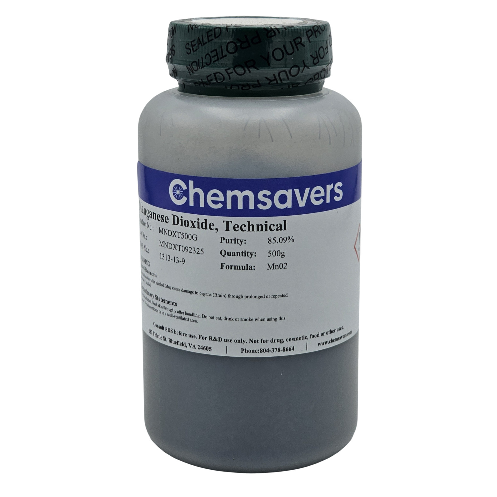 Manganese Dioxide, Technical, 85.09%, 500g