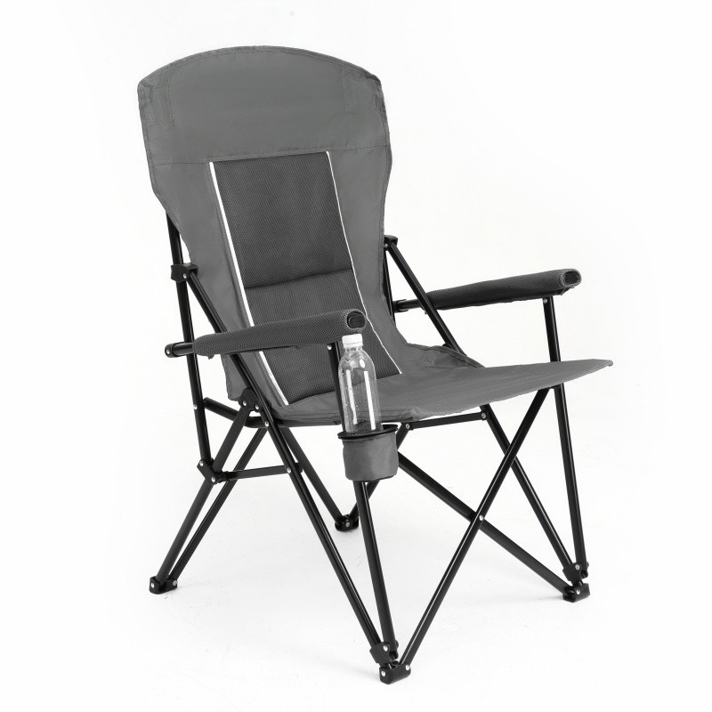 High Back Lawn Ourdoor Chair Support 250LBS, Portable Collapsible Camping Gray