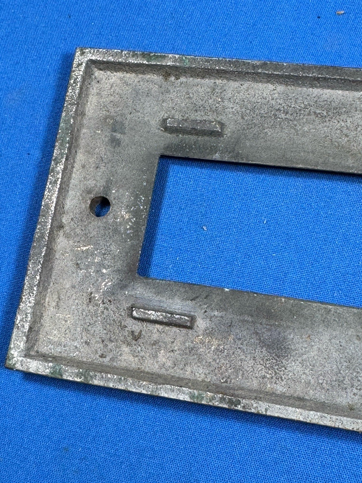 Vintage Brass Door Mail Slot Frame w/ Nickel Plate ~ Opening 5 7/16" x 1"