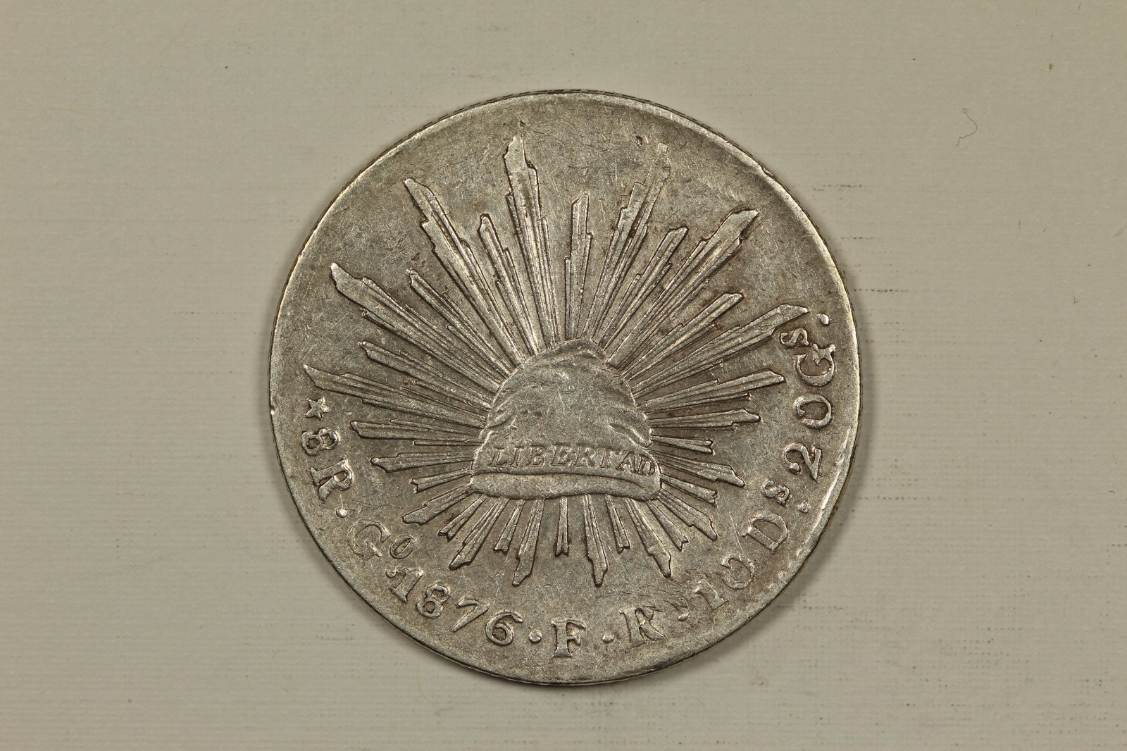 1876 Mexico 8 Reales Guanajuato