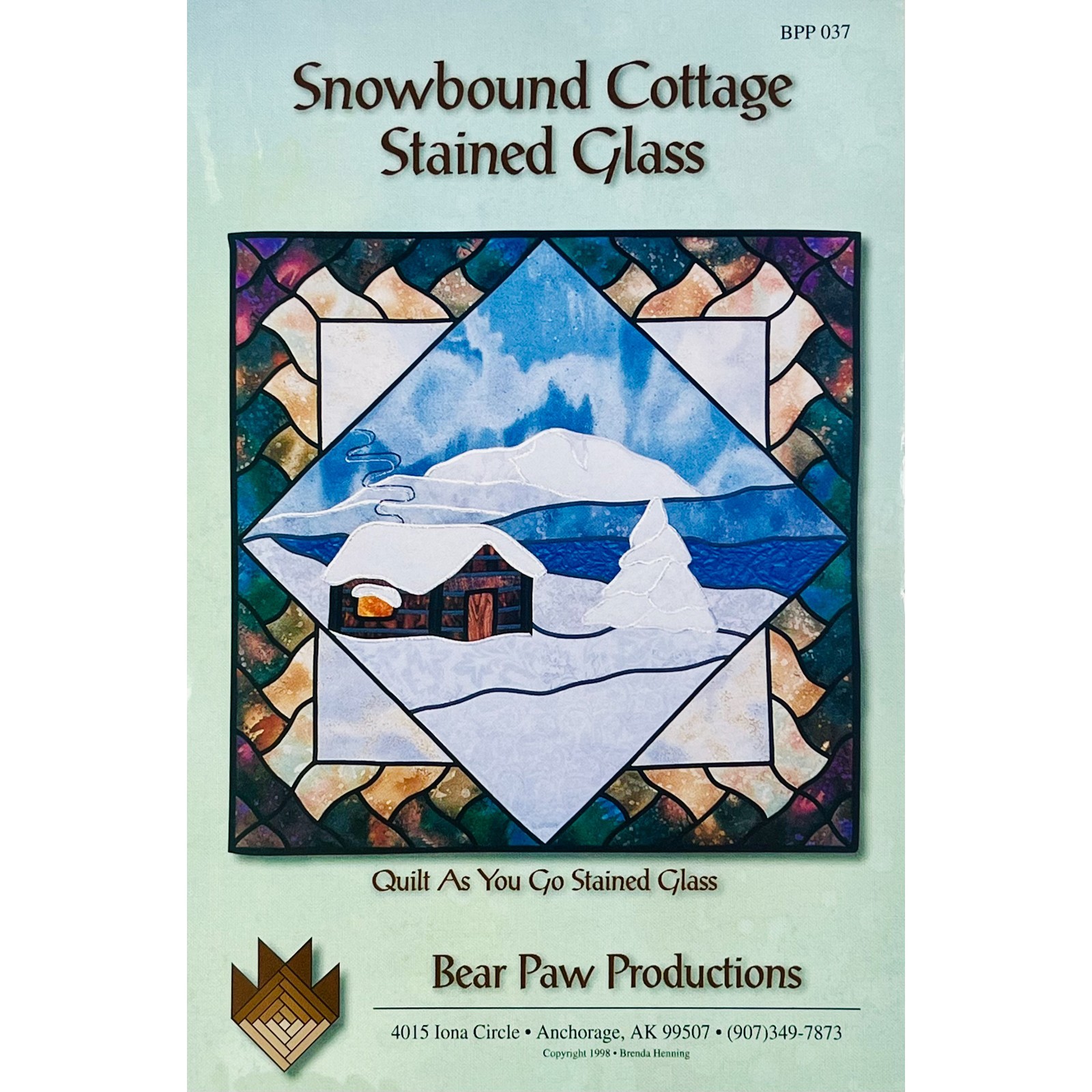 Snowbound Cottage Stained Glass Quilt PATTERN BPP037 Bear Paw Productions 1998