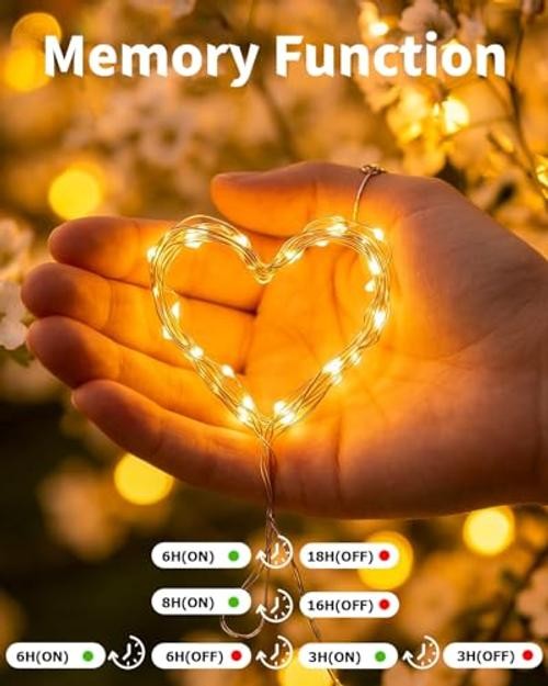 Solar Fairy String Lights Outdoor Remote Total 4 Pack Warm White + Multicolor