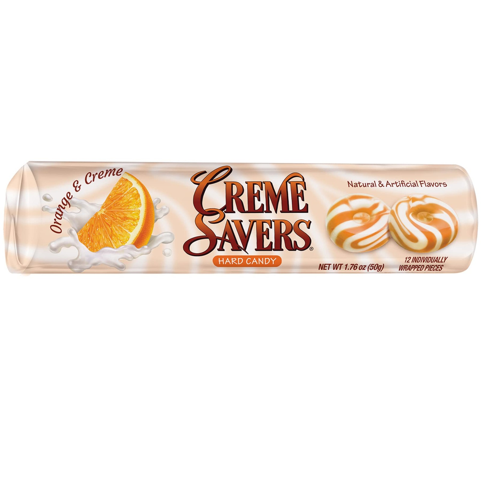 Orange Cream Hard Candy - Classic Sweet Treat, Individually Wrapped Roll