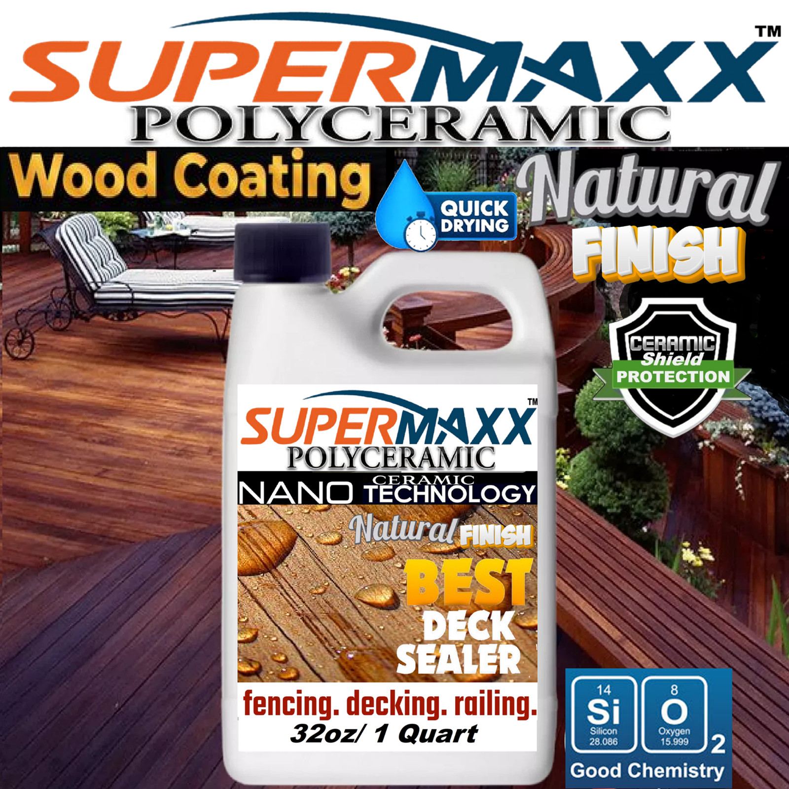 WOOD SEALER NATURAL COLOR ENHANCER CERAMIC CLEAR COAT WOOD PROTECTION - 1 QUART