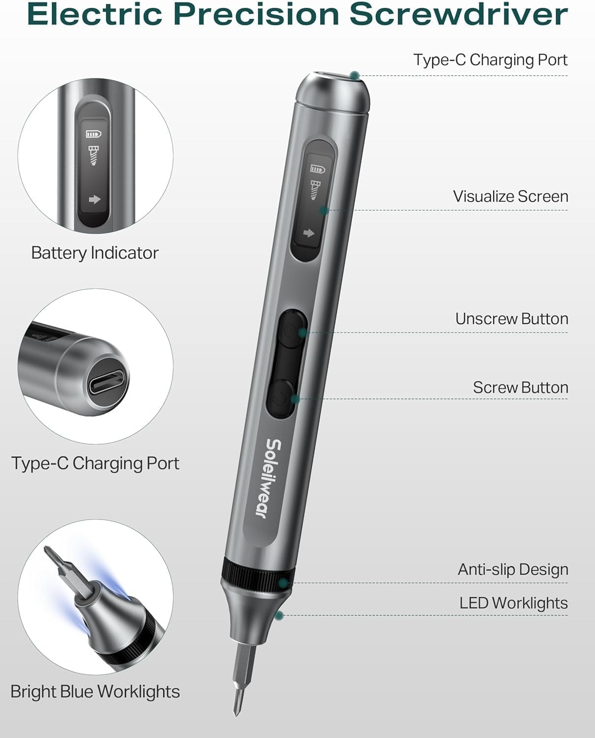 Mini Electric Screwdriver Set, 52 in 1 Precision Electric Screwdriver Cordles...
