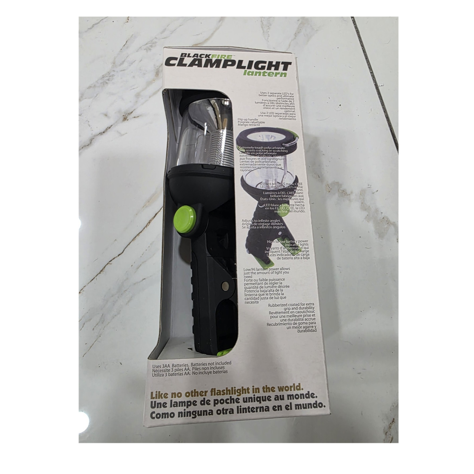 BlackFire ClampLight Dual Lantern/Flashlight LED 230/100 Lumens 3xAA Black/Green