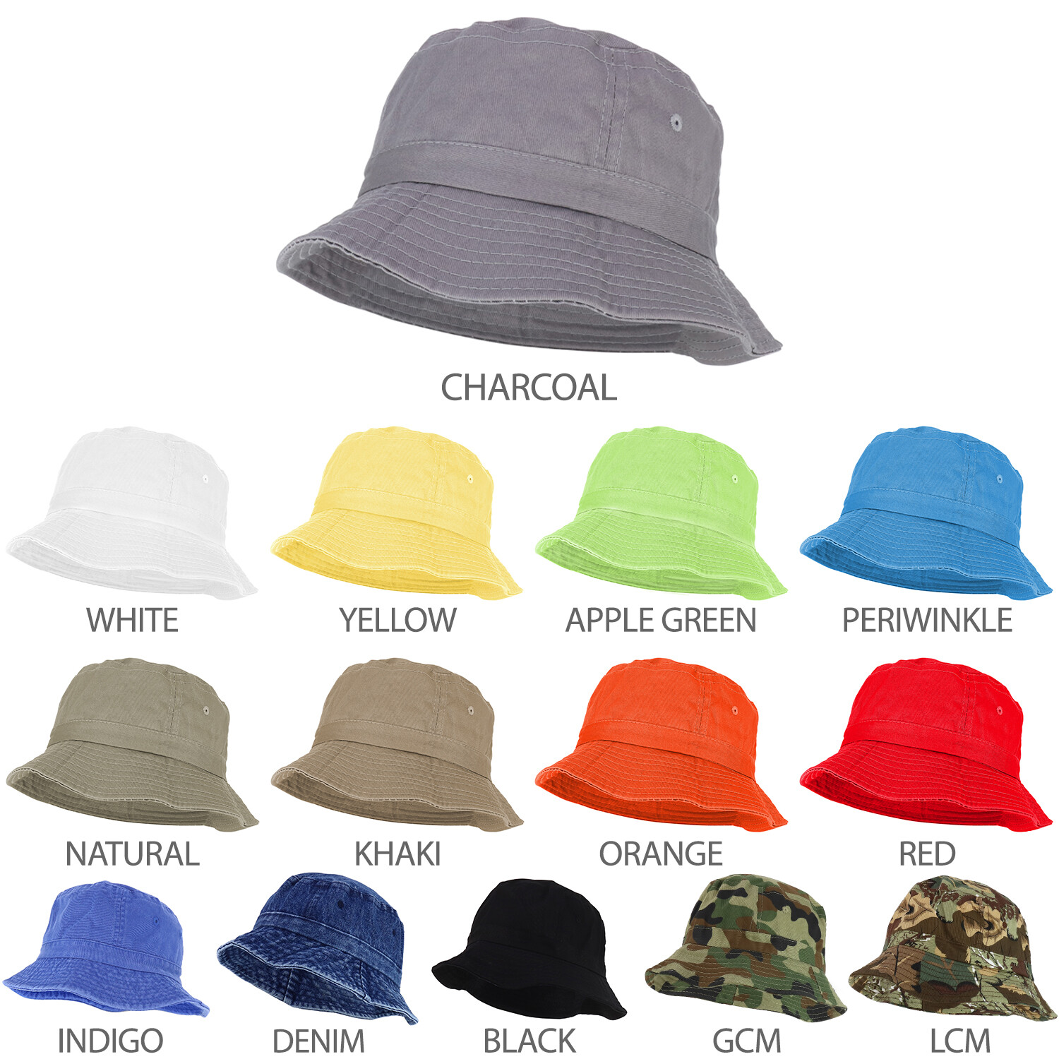 Pigment Dyed Washed 100% Cotton Unisex Bucket Hat - FREE SHIPPING