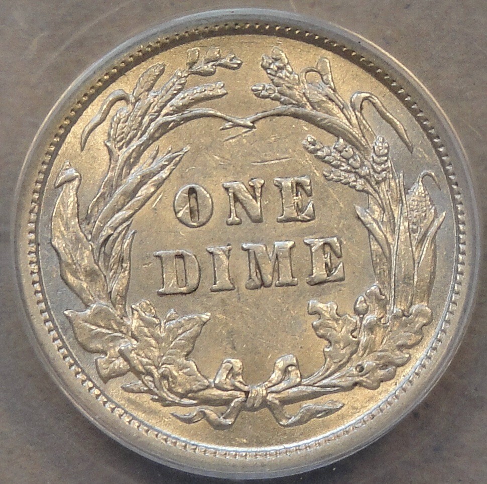 1905 Barber Dime 10c ANACS Certified AU58