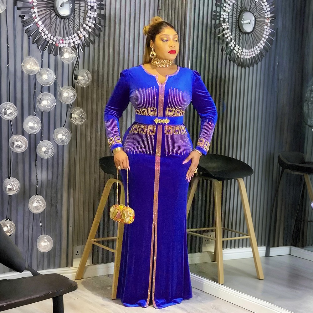 Plus Size Women Rhinestone Long Maxi Dress Turkey Evening Cocktail Bodycon Gown