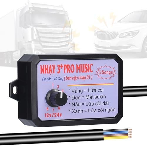 Car Horn Controller, 12-24V Adjustable Volume Levels Customizable 12 Sounds