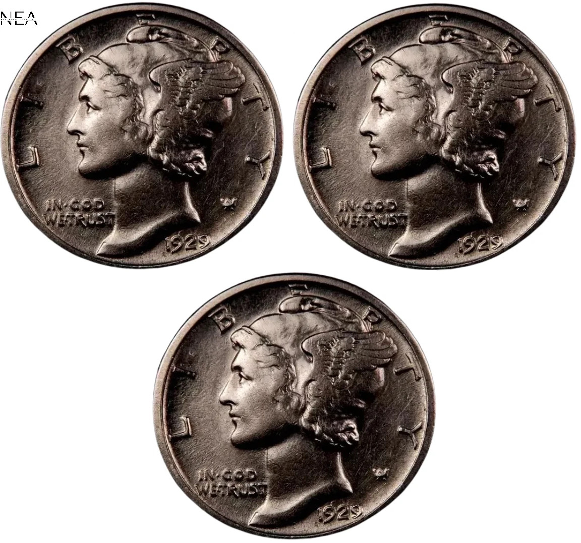 1929+1929-D+1929-S Mercury Dime Lot ~ Borderline Uncirculated AU++ ~ 90% Silver