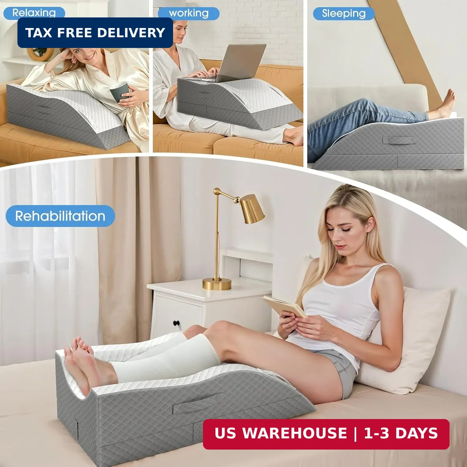 TranquilRelax Elevation Pillows for Leg After Surgery, Memory Foam Adjustable Le
