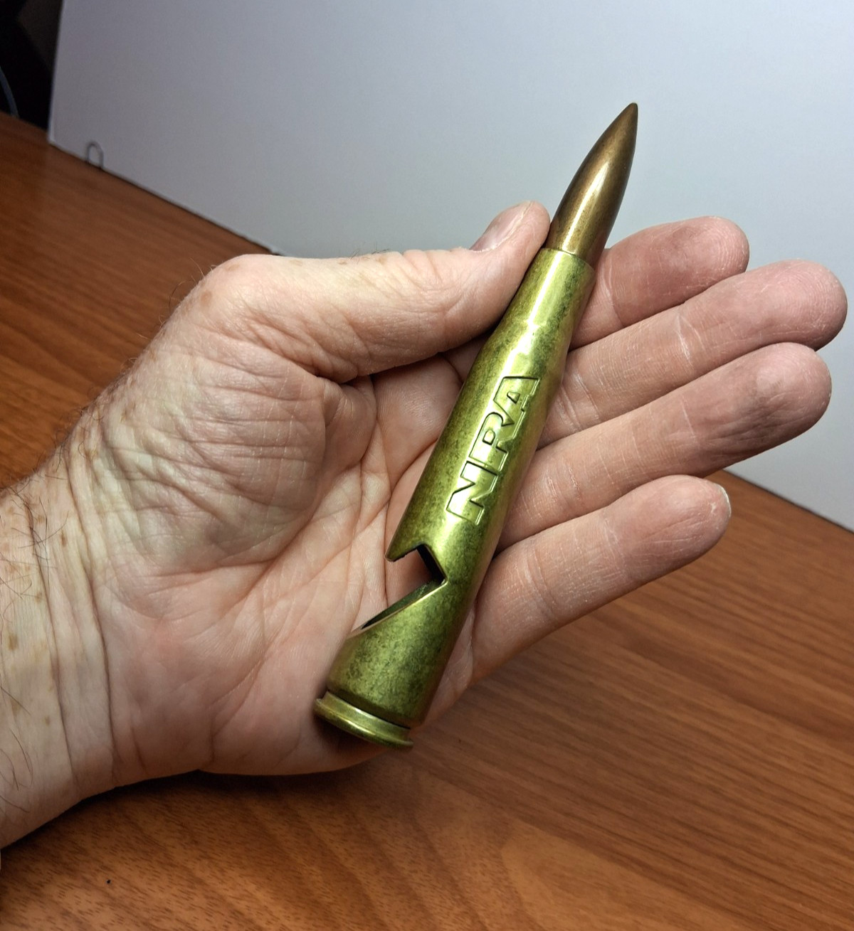 Replica 50 Caliber NRA Bullet Brass Bottle Opener Bar Man Cave Decor Made In USA