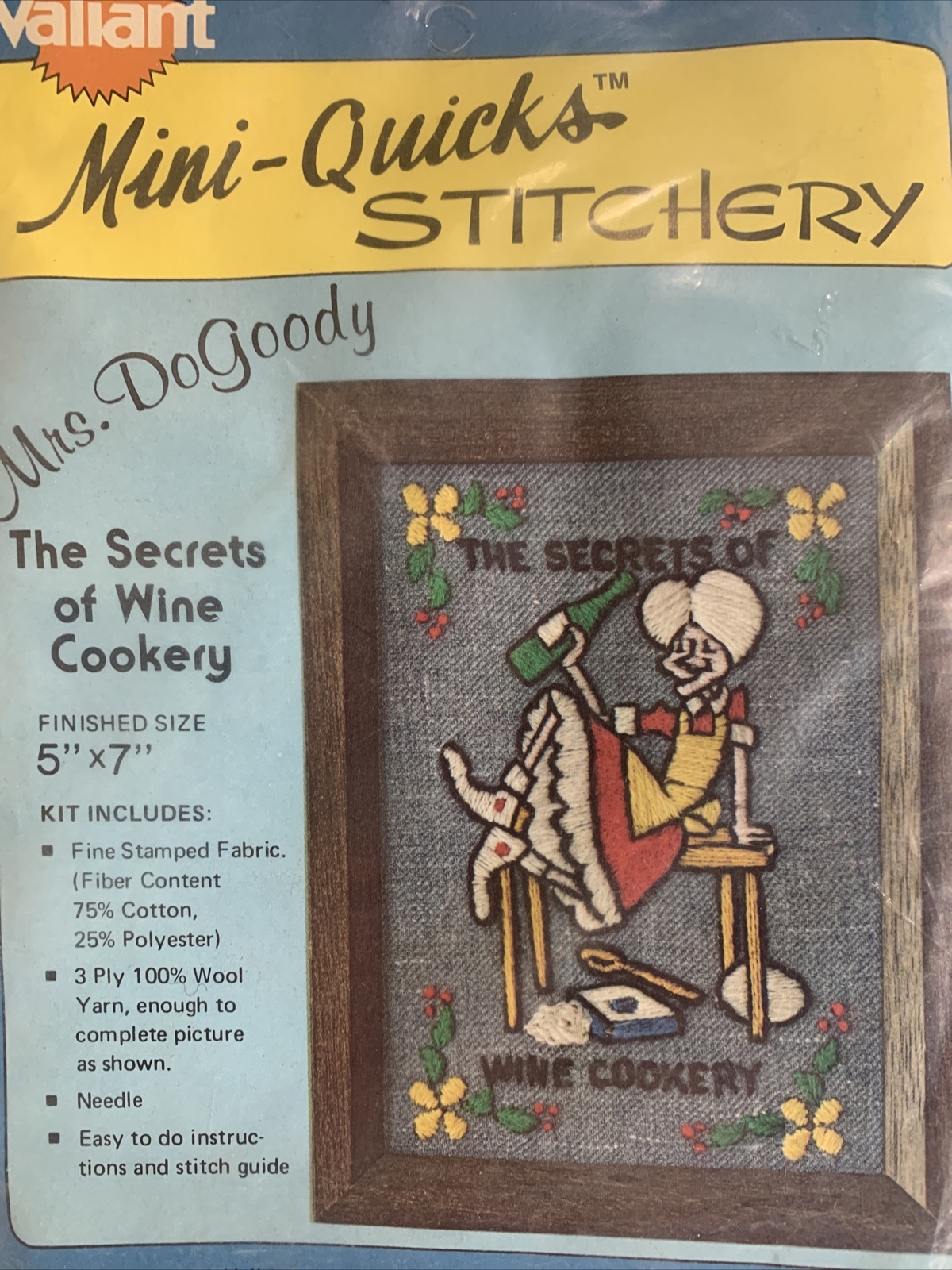 Crewel Embroidery Valiant Mrs Dogoody The Secrets Of Wine Cookery